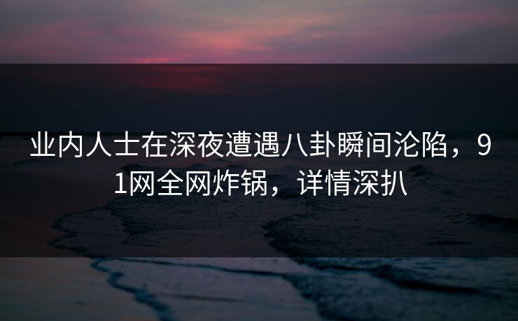 业内人士在深夜遭遇八卦瞬间沦陷,91网全网炸锅,详情深扒 业内人士在深夜遭遇八卦瞬间沦陷,91网全网炸锅,详情深扒