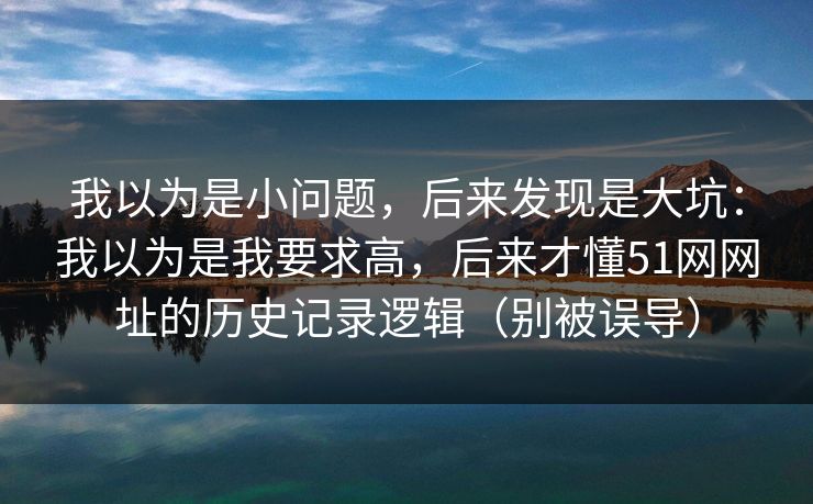 我以为是小问题，后来发现是大坑：我以为是我要求高，后来才懂51网网址的历史记录逻辑（别被误导）