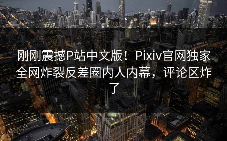 刚刚震撼P站中文版！Pixiv官网独家全网炸裂反差圈内人内幕，评论区炸了