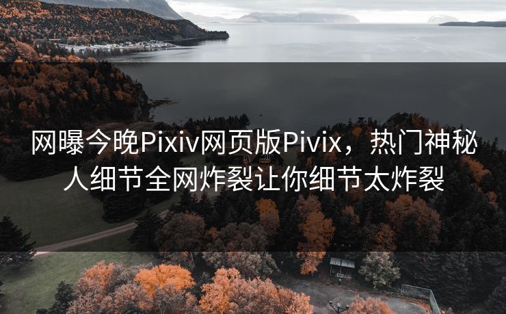 网曝今晚Pixiv网页版Pivix，热门神秘人细节全网炸裂让你细节太炸裂