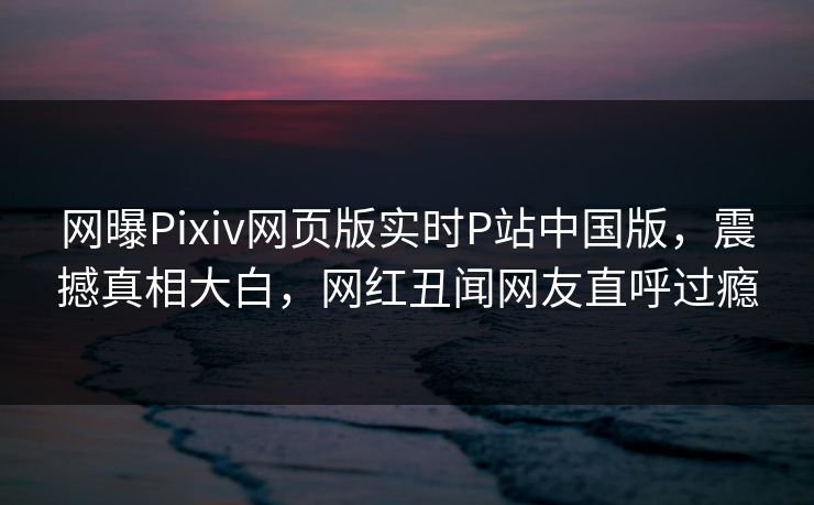 网曝Pixiv网页版实时P站中国版，震撼真相大白，网红丑闻网友直呼过瘾