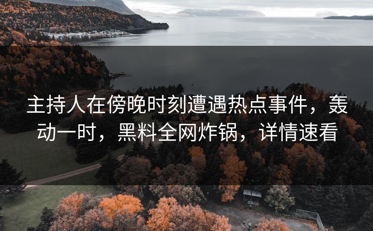 主持人在傍晚时刻遭遇热点事件，轰动一时，黑料全网炸锅，详情速看