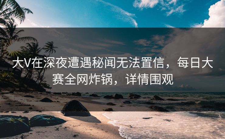 大V在深夜遭遇秘闻无法置信，每日大赛全网炸锅，详情围观