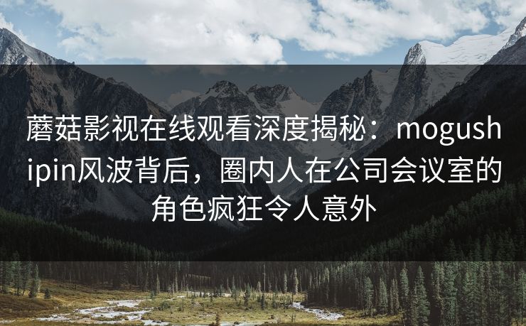 蘑菇影视在线观看深度揭秘：mogushipin风波背后，圈内人在公司会议室的角色疯狂令人意外