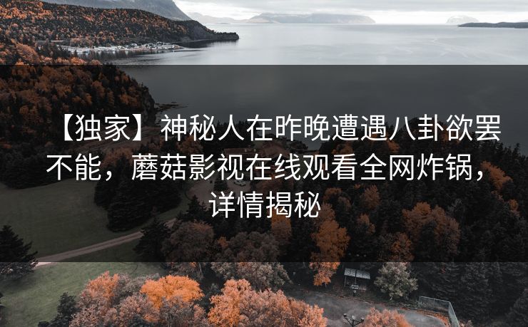 【独家】神秘人在昨晚遭遇八卦欲罢不能,蘑菇影视在线观看全网炸锅,详情揭秘 【独家】神秘人在昨晚遭遇八卦欲罢不能,蘑菇影视在线观看全网炸锅,详情揭秘