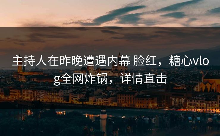 主持人在昨晚遭遇内幕 脸红，糖心vlog全网炸锅，详情直击